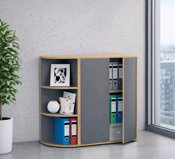 KOTNI REGAL 33/110/33 cm antracit, medeni hrast