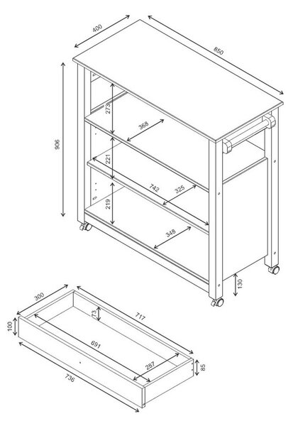 SERVIRNI VOZIČEK 85/90,6/40 cm