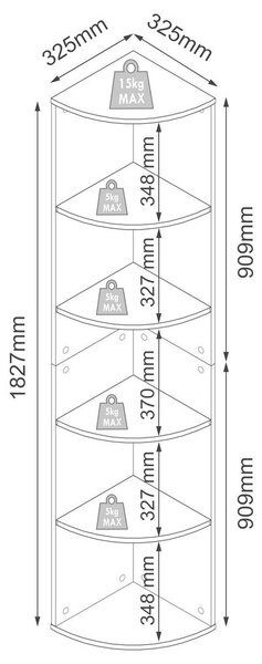 KOTNI REGAL 33/183/33 cm antracit, medeni hrast