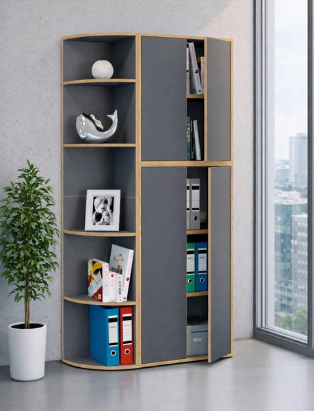 KOTNI REGAL 33/183/33 cm antracit, medeni hrast