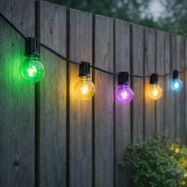 Zunanja svetlobna veriga 10m, vključno z LED 10 luči RGBW s sončno energijo - Russell