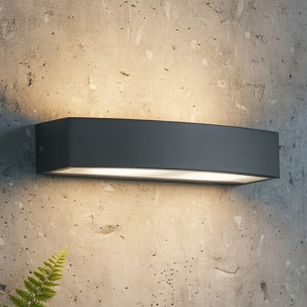 IDEAL LUX Ideal Lux zunanja stenska svetilka Andromeda, antracit, širina 45 cm, zatemnjen, Siva, Kopalnica, Aluminij, Sodobni, Stenska vtičnica spodaj