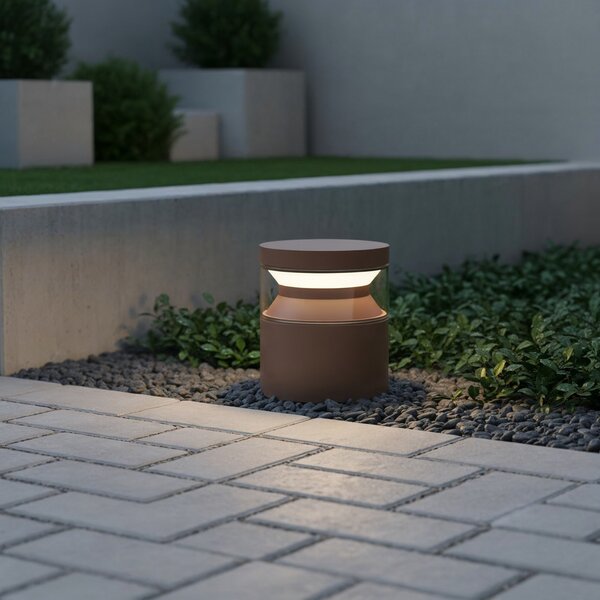 IDEAL LUX Ideal Lux LED-svetilka za podnožje Boeing, kavno rjava, višina 15 cm, Rjava / rjasta, Kovina