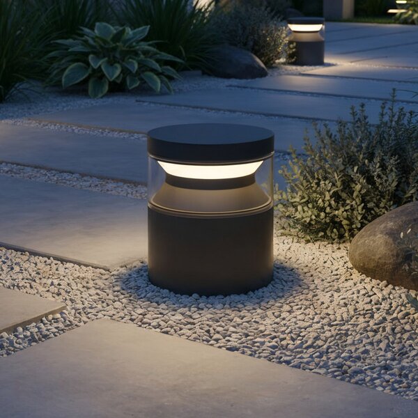IDEAL LUX Ideal Lux LED-svetilka za podnožje Boeing, črna, višina 15 cm, Črna, Kovina