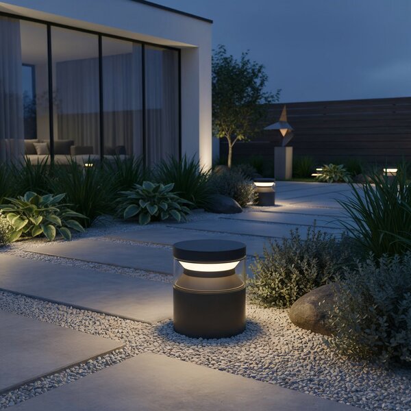 IDEAL LUX Ideal Lux LED-svetilka za podnožje Boeing, črna, višina 15 cm, Črna, Kovina