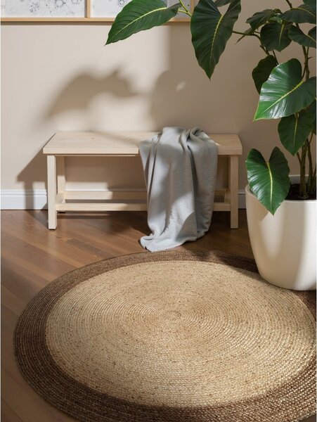 Sivo-bež obojestranska ročno tkana okrogla preproga iz jute ø 120 cm Jutta Greige – Hanse Home