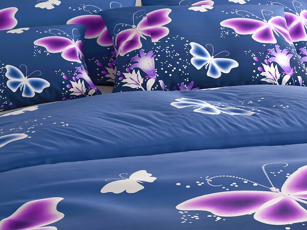 Posteljnina iz mikrovlaken VIOLET BUTTERFLY temno modra Dimenzije posteljnine: 70 x 90 cm | 140 x 200 cm