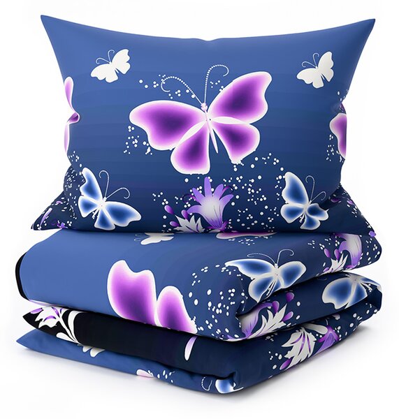 Posteljnina iz mikrovlaken VIOLET BUTTERFLY temno modra Dimenzije posteljnine: 70 x 90 cm | 140 x 200 cm