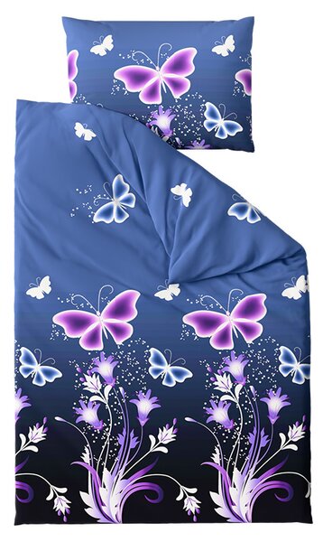Posteljnina iz mikrovlaken VIOLET BUTTERFLY temno modra Dimenzije posteljnine: 70 x 90 cm | 140 x 200 cm