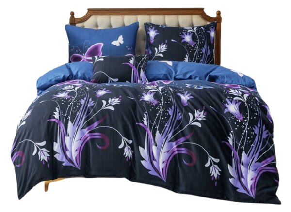 Posteljnina iz mikrovlaken VIOLET BUTTERFLY temno modra Dimenzije posteljnine: 70 x 90 cm | 140 x 200 cm