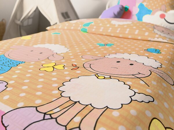 Krep posteljnina za otroško posteljico OVEČKE kremna Dimenzije posteljnine: 45 x 65 cm | 90 x 135 cm