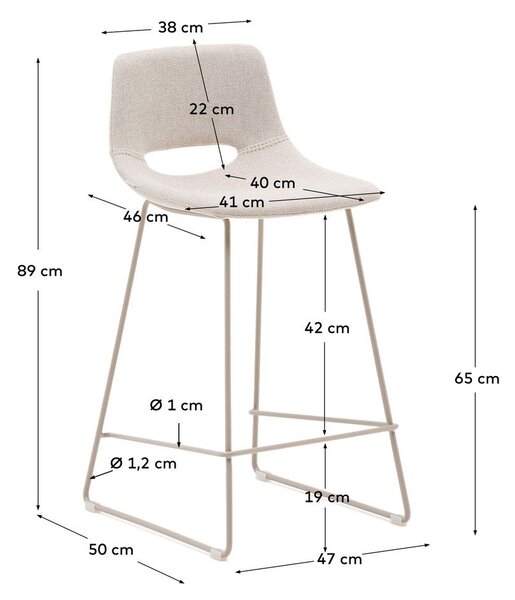 Bež barski stol (višina sedeža 65 cm) Zahara – Kave Home