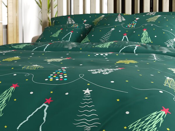 Posteljnina iz mikrovlaken CHRISTMAS DRIFT zelena Dimenzije posteljnine: 2 kom 70 x 90 cm | 200 x 220 cm