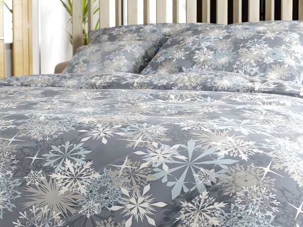 Posteljnina iz mikrovlaken SNOWFLAKE modro-siva Dimenzije posteljnine: 70 x 90 cm | 140 x 200 cm