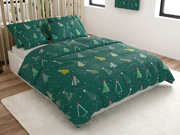 Posteljnina iz mikrovlaken CHRISTMAS DRIFT zelena Dimenzije posteljnine: 2 kom 70 x 90 cm | 200 x 220 cm