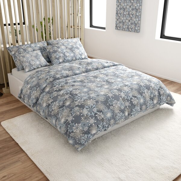 Posteljnina iz mikrovlaken SNOWFLAKE modro-siva Dimenzije posteljnine: 70 x 90 cm | 140 x 200 cm
