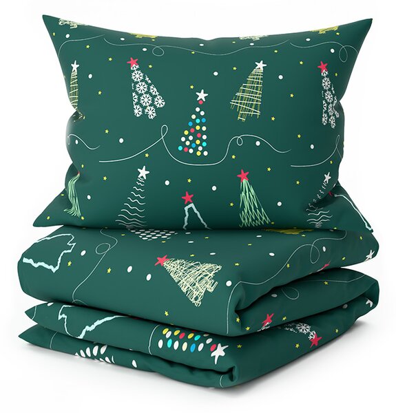 Posteljnina iz mikrovlaken CHRISTMAS DRIFT zelena Dimenzije posteljnine: 2 kom 70 x 90 cm | 200 x 220 cm