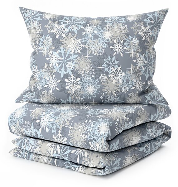 Posteljnina iz mikrovlaken SNOWFLAKE modro-siva Dimenzije posteljnine: 70 x 90 cm | 140 x 200 cm