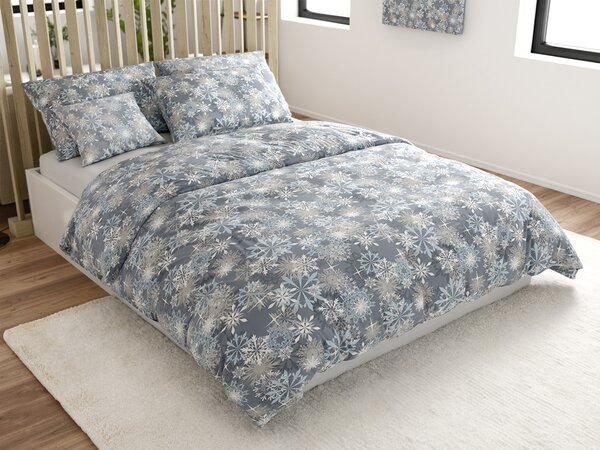 Posteljnina iz mikrovlaken SNOWFLAKE modro-siva Dimenzije posteljnine: 70 x 90 cm | 140 x 200 cm