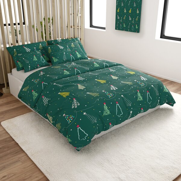 Posteljnina iz mikrovlaken CHRISTMAS DRIFT zelena Dimenzije posteljnine: 2 kom 70 x 90 cm | 200 x 220 cm