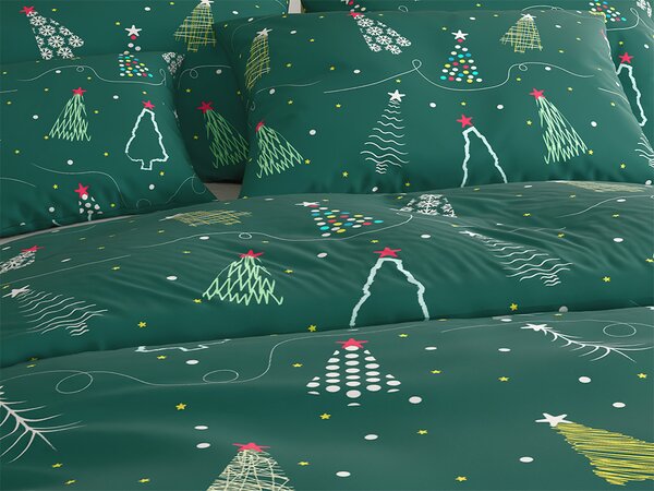 Posteljnina iz mikrovlaken CHRISTMAS DRIFT zelena Dimenzije posteljnine: 2 kom 70 x 90 cm | 200 x 220 cm