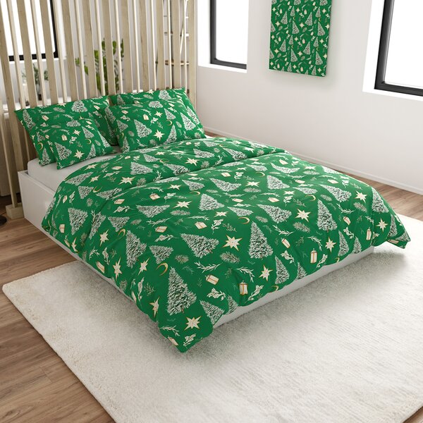 Posteljnina iz mikrovlaken GREEN CHRISTMAS zelena Dimenzije posteljnine: 70 x 90 cm | 140 x 200 cm