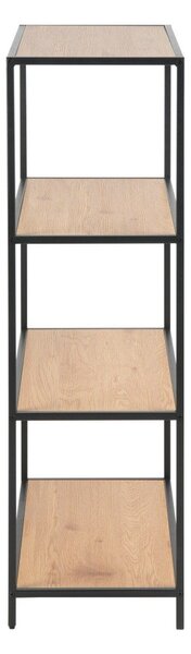 Črn regal v hrastovem dekorju 77x114 cm Seaford – Actona
