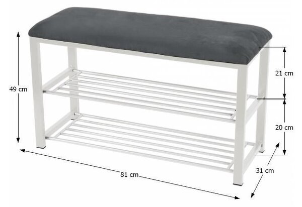 Stojalo za čevlje Langella belo , 49 cm