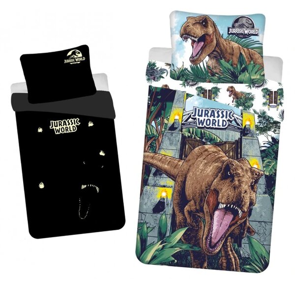 Svetleča bombažna posteljnina JURASSIC WORLD ROAR barvna Dimenzije posteljnine: 70 x 90 cm | 140 x 200 cm
