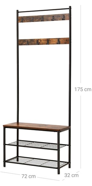 Kovinska predsosna stena TAYLOR 72x175 cm, črna/rustikalno rjava