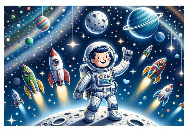 Slika mali astronavt na pustolovski misiji