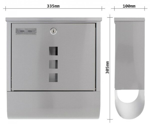 Poštni nabiralnik Rottner Costa (33,5 x 30,5 x 10 cm, nerjavno jeklo)