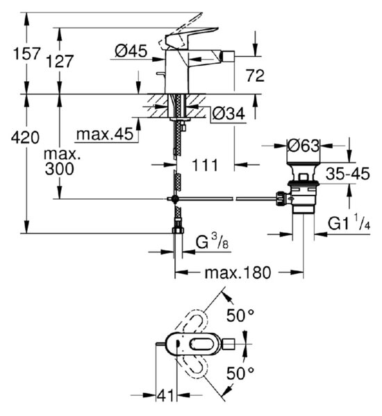 Armatura za bide Grohe Start Loop (krom, sijaj)