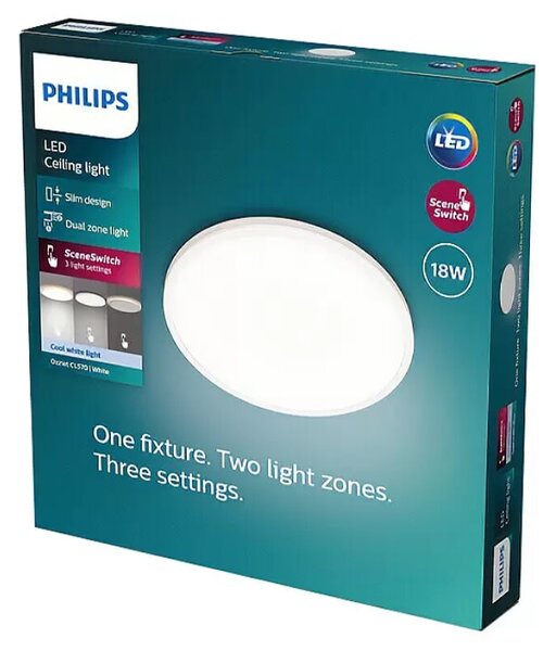 LED stropna svetilka Philips Ozziet (18 W, 30 x 4,5 cm, 1800 lm, bela)