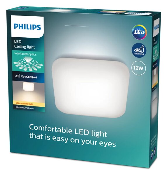 LED stropna svetilka Philips Mauve (12 W, 26 x 26 x 6,5 cm, 1200 lm, bela)