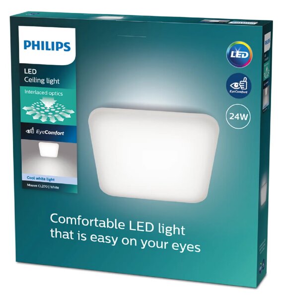 LED stropna svetilka Philips Mauve (24 W, 43 x 43 x 7,5 cm, 3000 lm, bela)