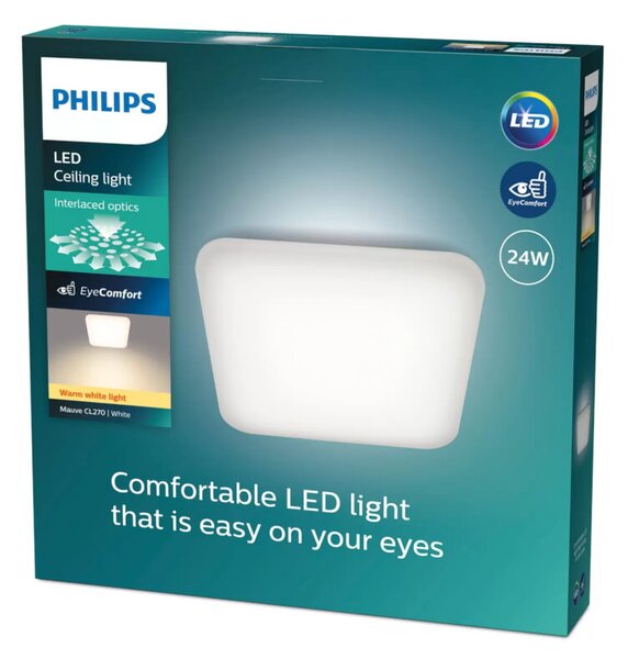 LED stropna svetilka Philips Mauve (24 W, 43 x 43 x 7,5 cm, 3000 lm, bela)