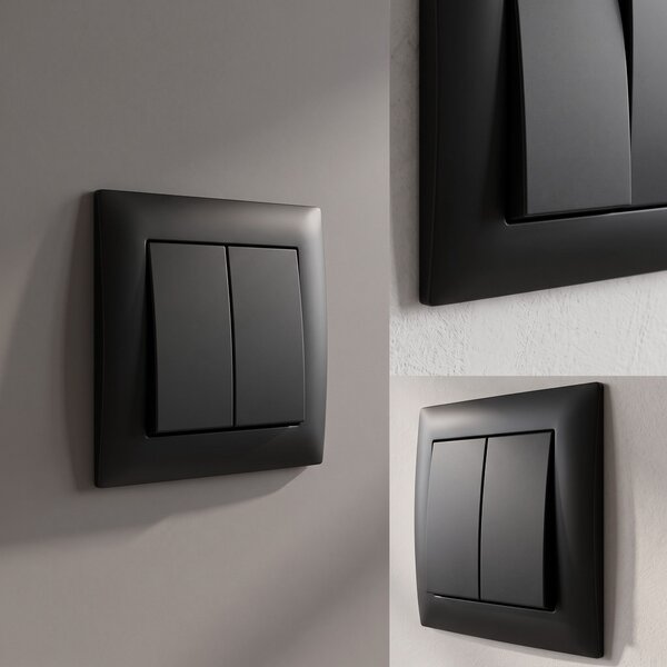 Dvojno Stikalo z Okvirjem OSTE JNH007-W BLACK