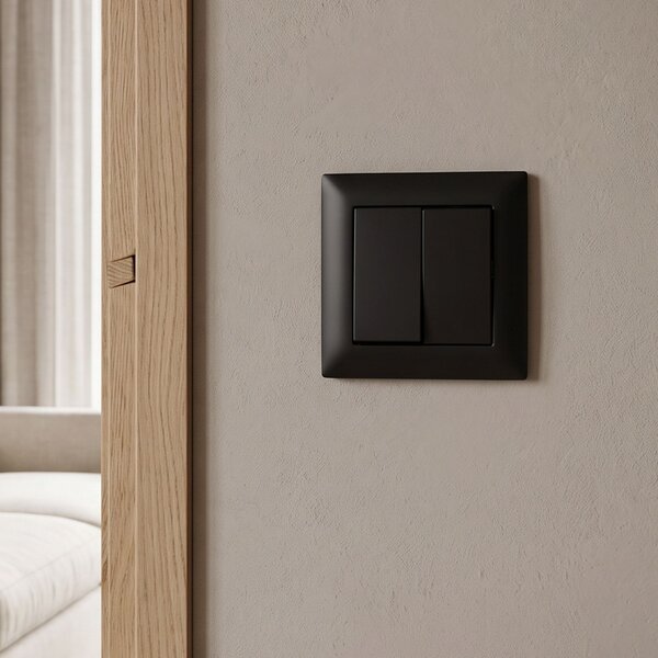 Dvojno Stikalo z Okvirjem OSTE JNH007-W BLACK