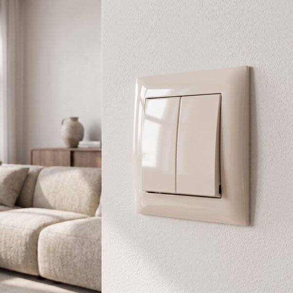 Dvojno Stikalo z Okvirjem OSTE JNH007-W BEIGE