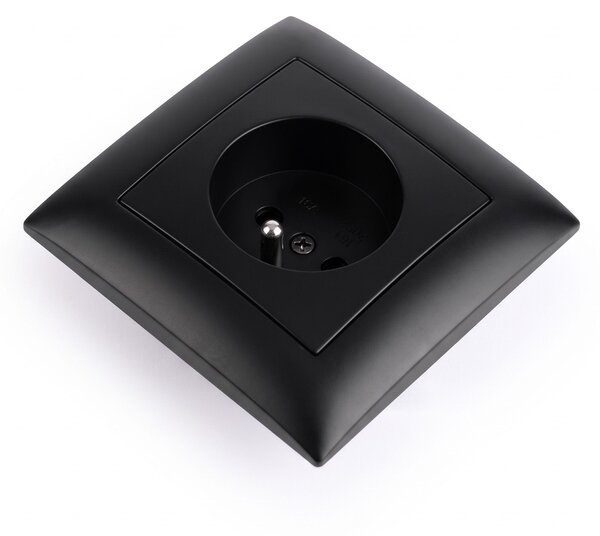 Enojna vtičnica z ozemljitvijo in okvirjem OSTE JNH001-G Black