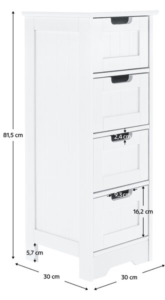 KONDELA Komoda s 4 predali, bela, ATENE TIP 7