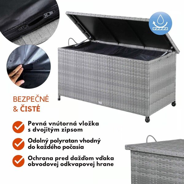 Poliratan škatla za shranjevanje RICCO, 117x53x60cm, siva Casaria