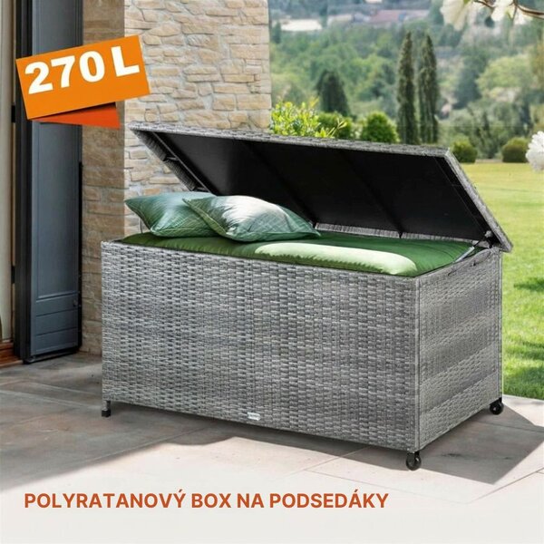 Poliratan škatla za shranjevanje RICCO, 117x53x60cm, siva Casaria