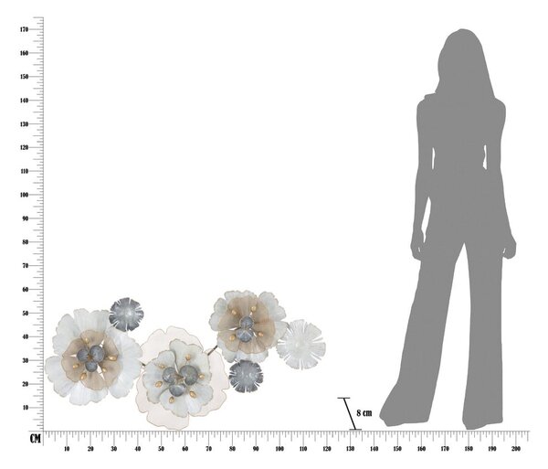 Stensko kovinska dekoracija Mauro Ferretti Flowery, 119 x 60 cm