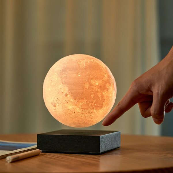 Črna LED namizna svetilka (višina 14 cm) Moon – Gingko