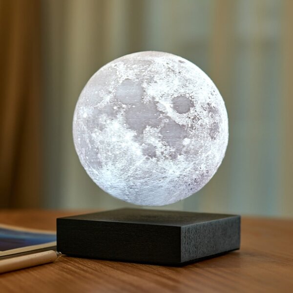 Črna LED namizna svetilka (višina 14 cm) Moon – Gingko