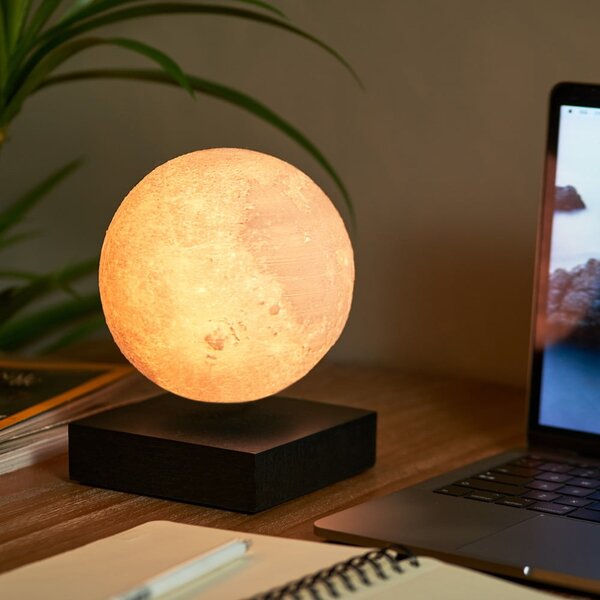 Črna LED namizna svetilka (višina 14 cm) Moon – Gingko