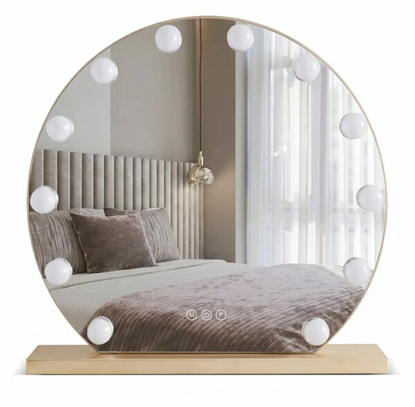 Stensko ogledalo LED HOLLYWOOD L. Gold 50 cm