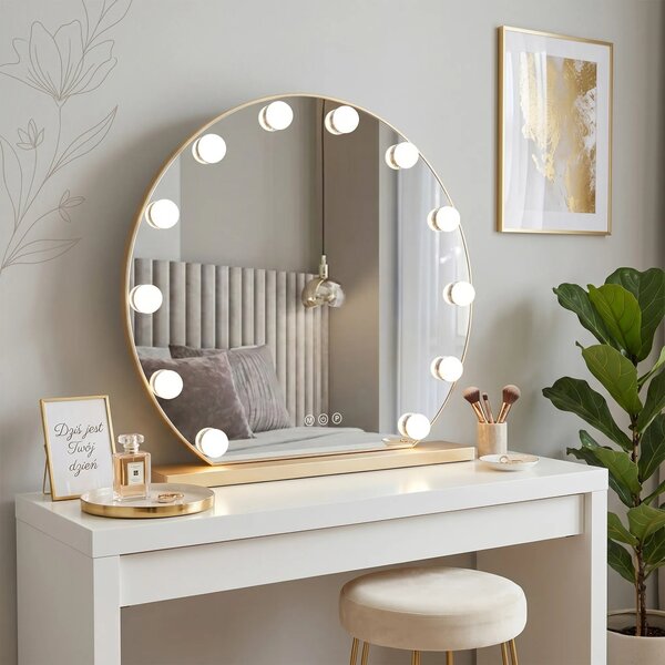 Stensko ogledalo LED HOLLYWOOD L. Gold 50 cm